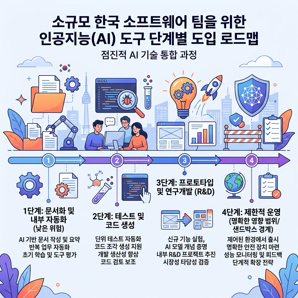 작은 팀이 AI 도구를 제한된 범위에서 도입하고 점진적으로 운영 표면을 넓히는 로드맵