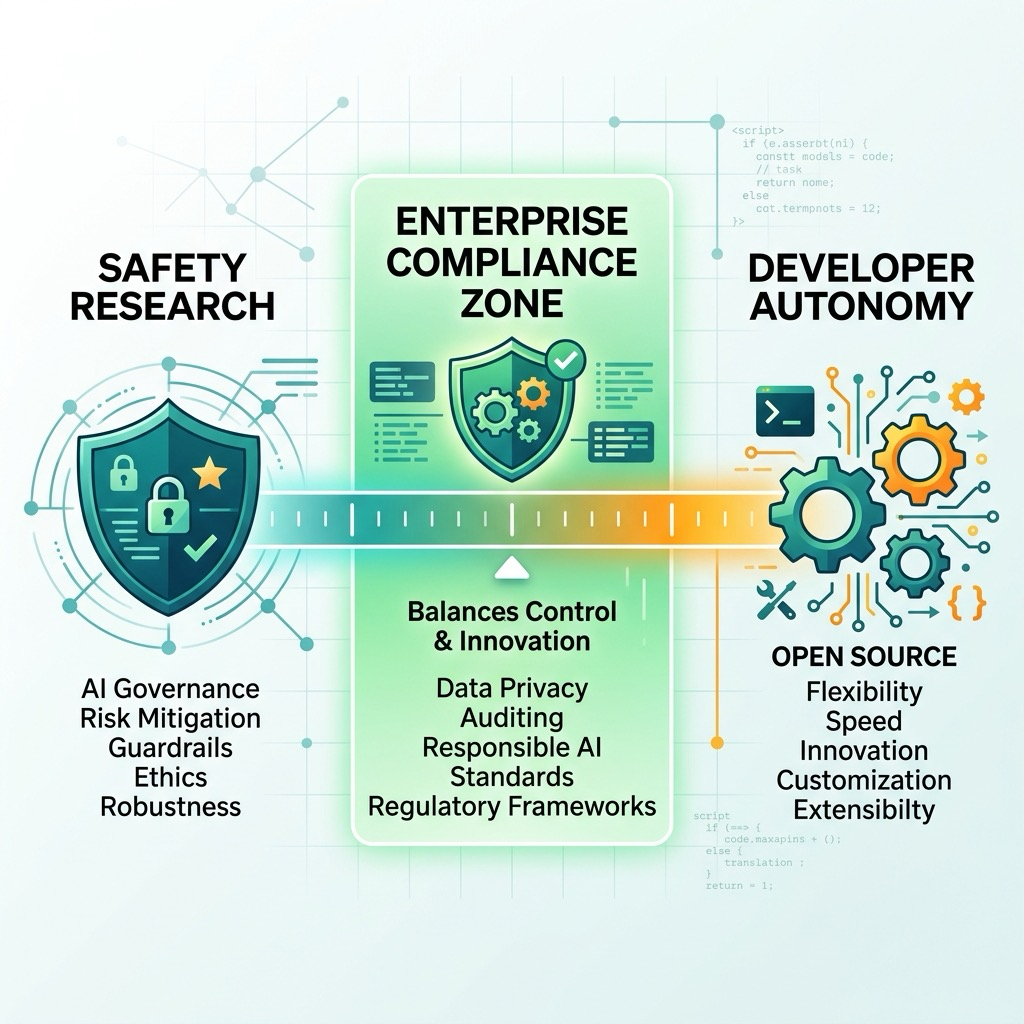 Safety 연구 필요성 vs 개발자 자율성 트레이드오프 스펙트럼