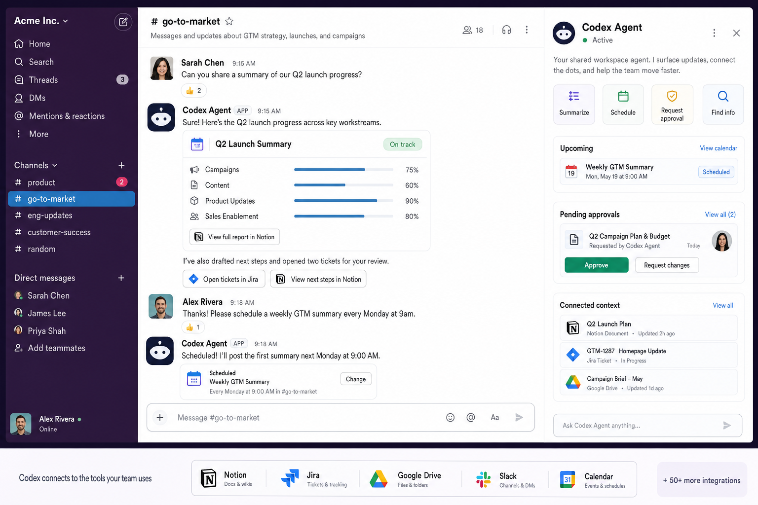 Slack 안에서 움직이는 팀 공유형 Codex 에이전트