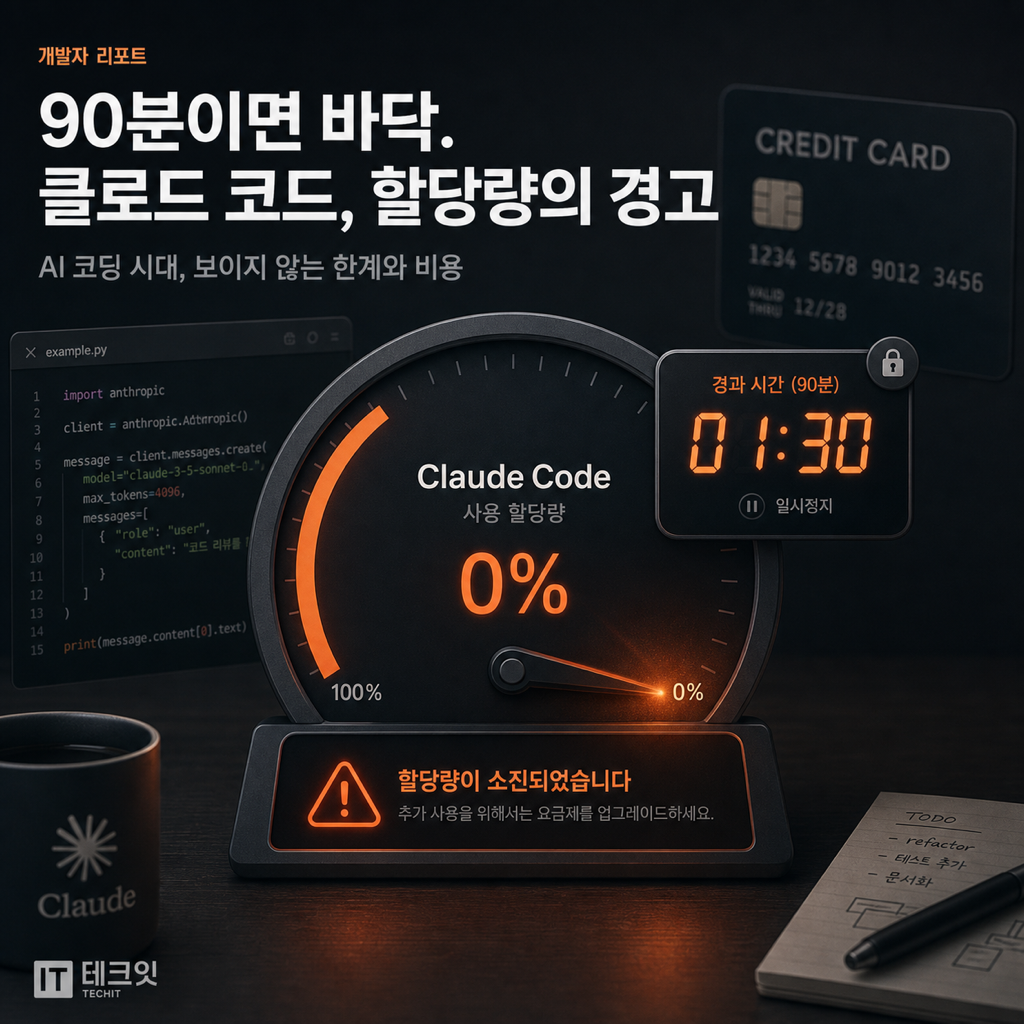Claude Code 할당량이 빠르게 소진되는 과금 구조 일러스트