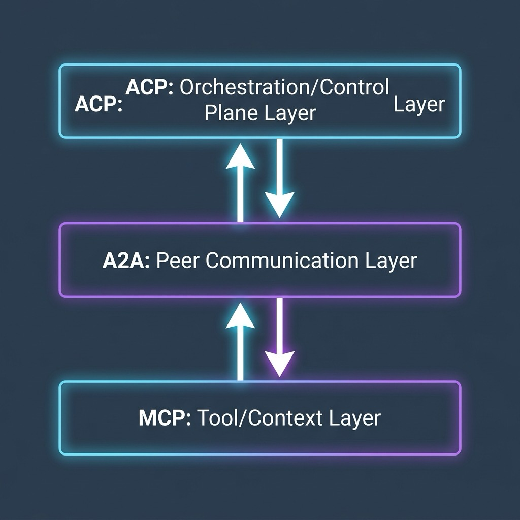 ACP와 MCP, A2A 레이어 비교 다이어그램