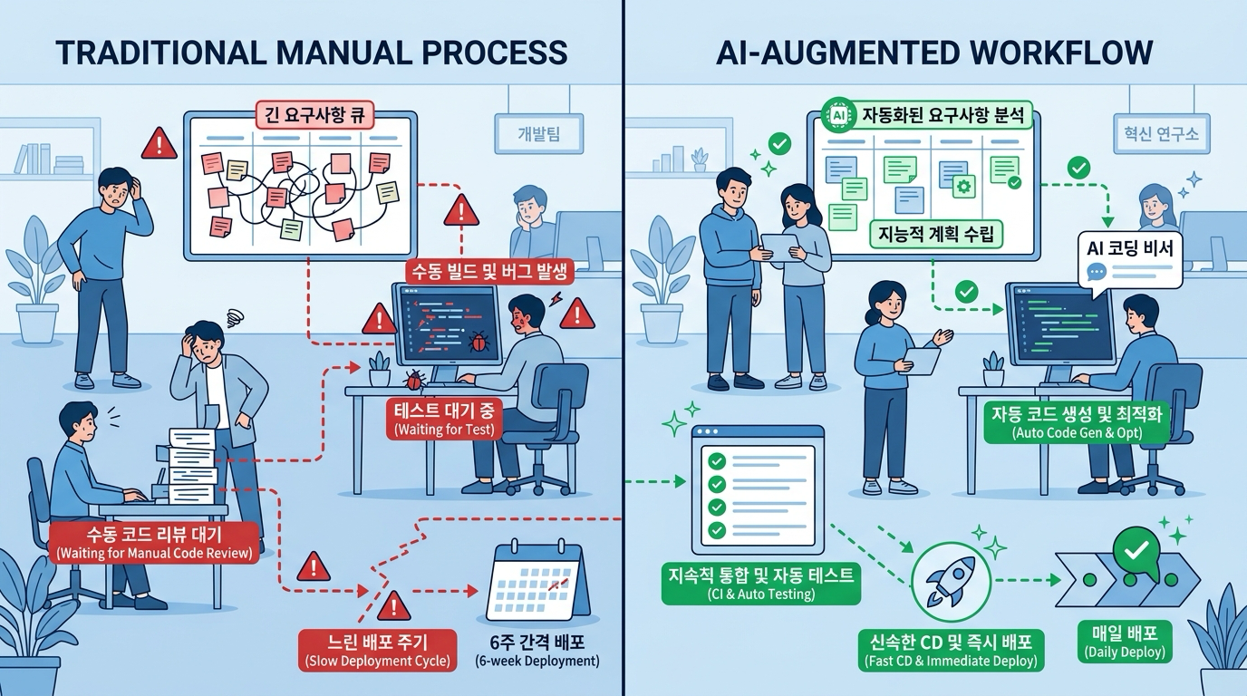 AI 도입 전후 개발팀 워크플로우 비교